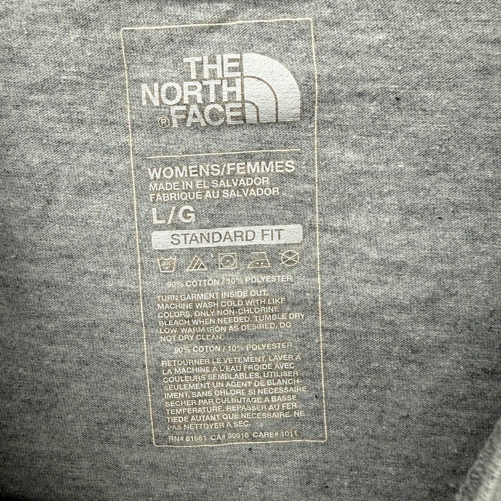 The North Face Cropped T-Shirt Womens Large Heather Gray Blue Gradient Logo - Picture 2 of 7